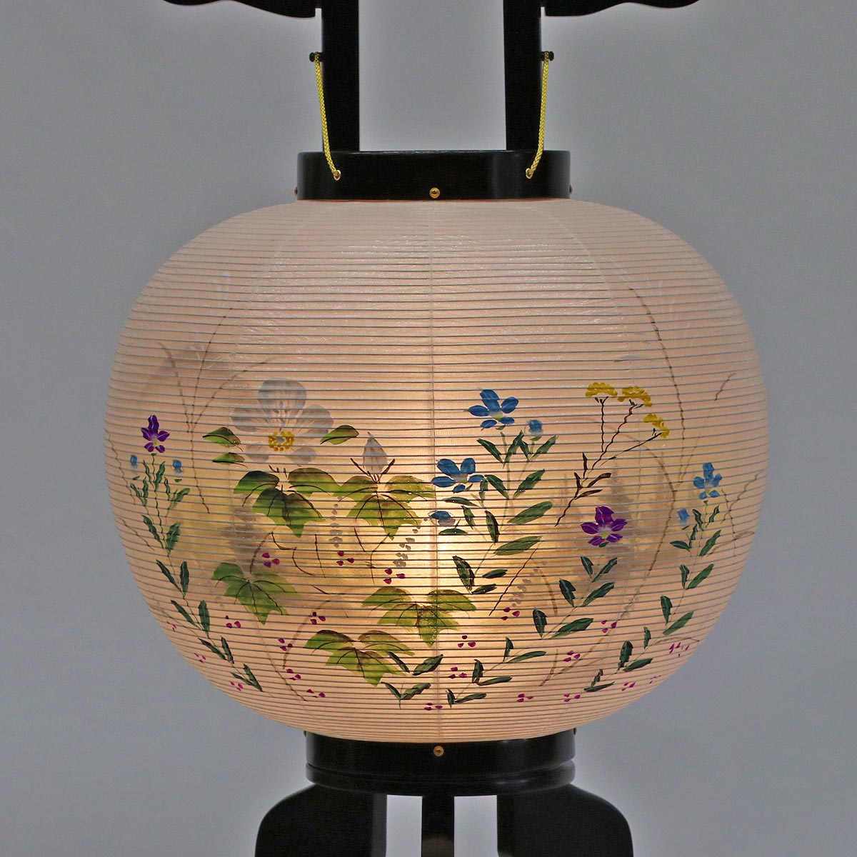 盆提灯 尺一号 黒檀調 絹二重 絵入 on No22絹 二重 電気コード式 置き型 置き提灯 行灯 行燈 Rvcconst Com