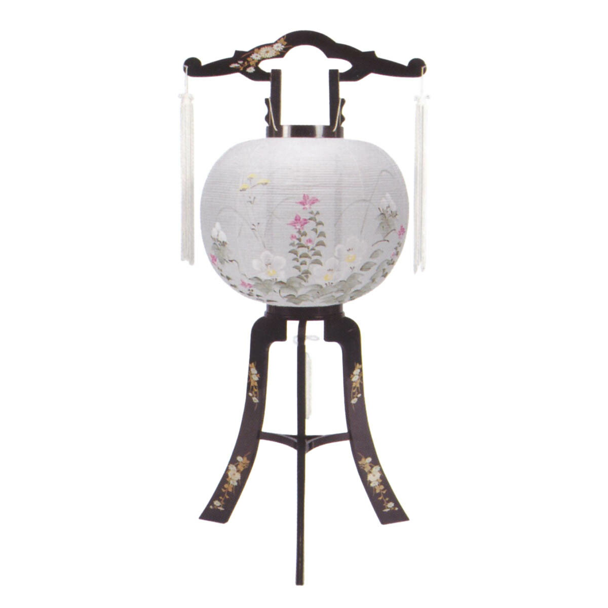 盆提灯 初盆 廻転灯 二色蒔絵 ビニロン 岐阜提灯 盆ちょうちん 新盆 供養 おしゃれ 回転灯 回転 回転灯 筒 回転 廻転 回転筒付｜人形の丸富