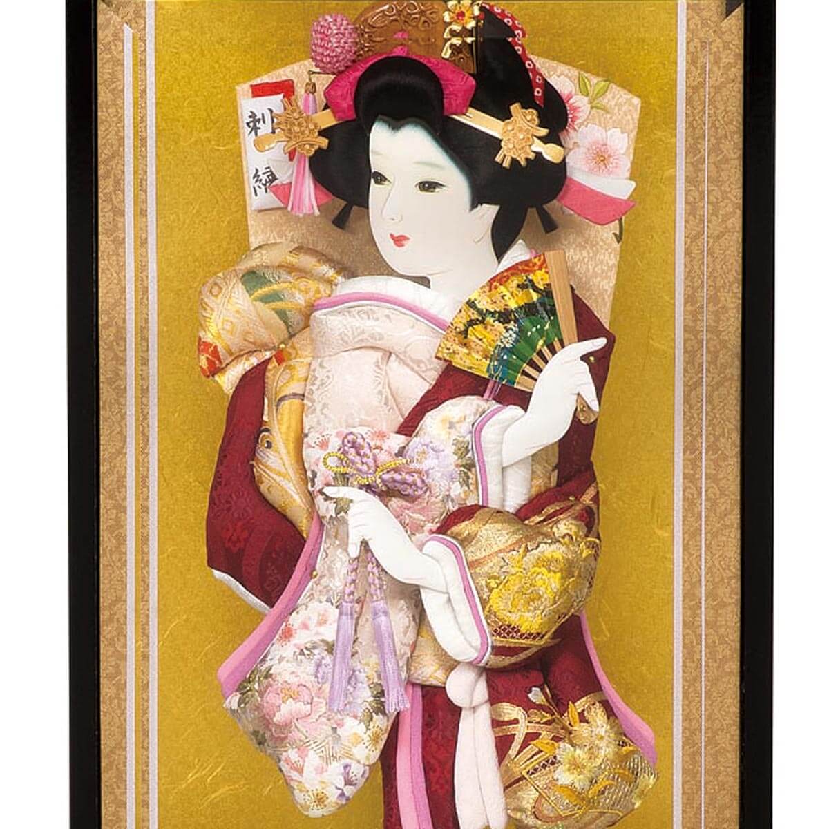羽子板 初正月 平安豊久 15号 坂田宏子作 月乃 黒塗り 面取りガラス