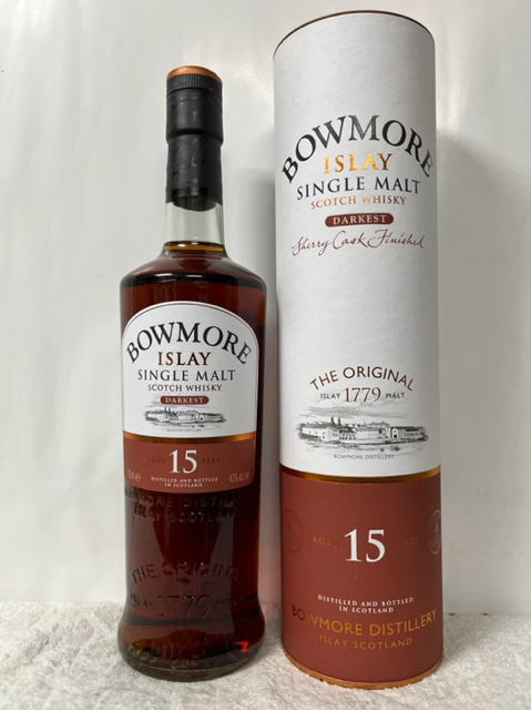 希少 古酒 オールドボトル 43度 15年 ダーケスト BOWMＯRE ボウモア DARKEST 700ml 筒型