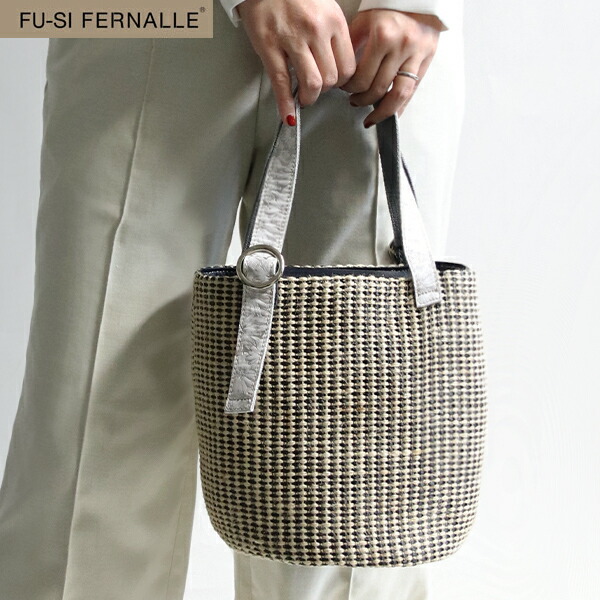 カゴバッグ ジュート コンビバッグ ハンドバッグ 牛革 FU-SI FERNALLE フーシフェルナーレ 日本製 POVIANO fusi33325p 手提げ 金 銀 花柄 花 人気 可愛い 本革 革 レザー 軽い ブランド おしゃれ 20代 30代 40代 50代 60代 70代