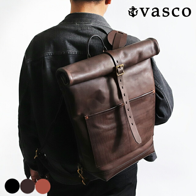 Vasco ロールトップ リュック バックパック ヴァスコ VASCO/ヴァスコ/LEATHER ROLLTOP RUCK SACK/レザーロールトップ