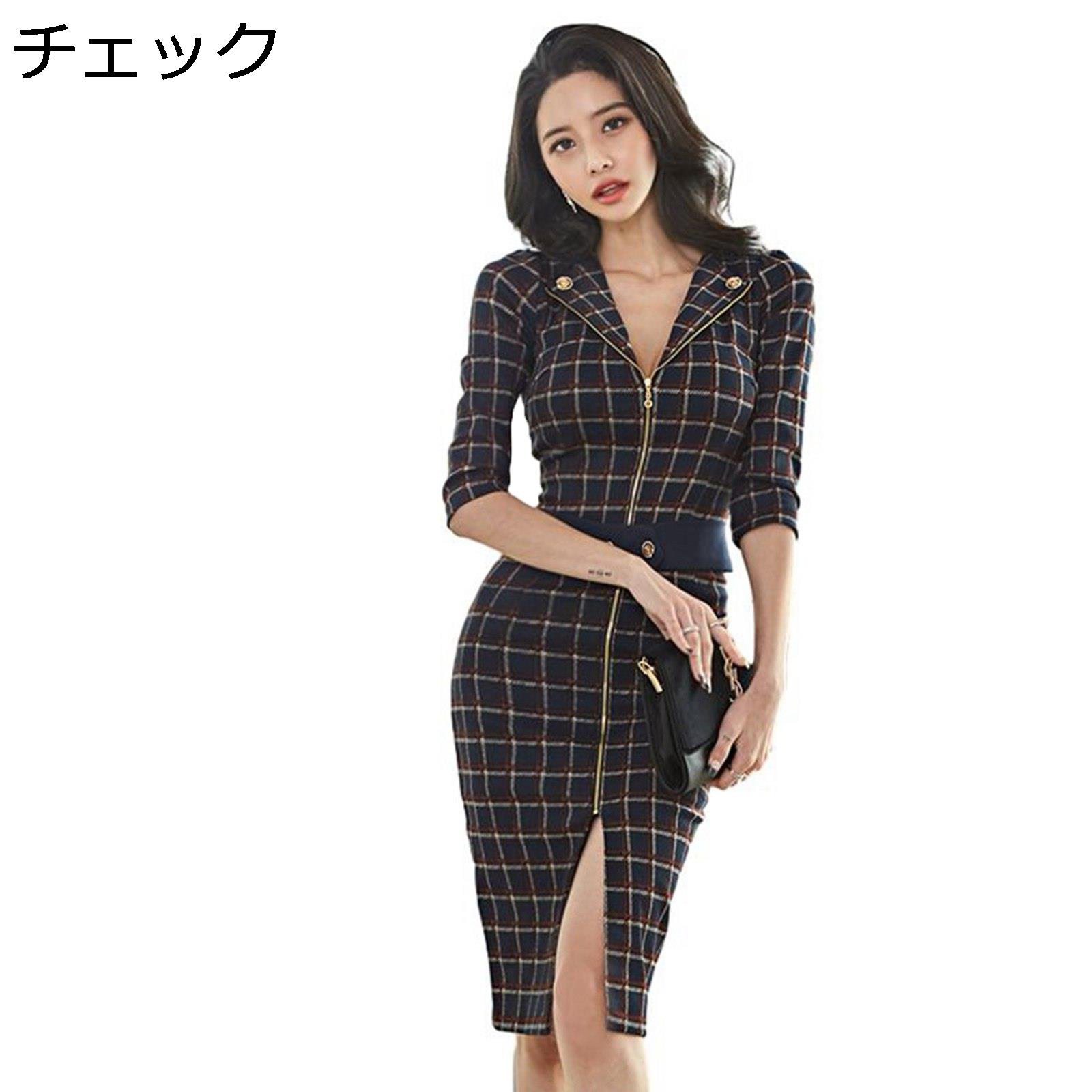 ワンピ キャバドレス カシュクール ミニドレス ジップ スリット タイトワンピース vネック デコルテ セクシー 膝丈 グラマラス 韓国 レディース 春夏秋 スリム ハイウエスト フォーマル 通勤 OL