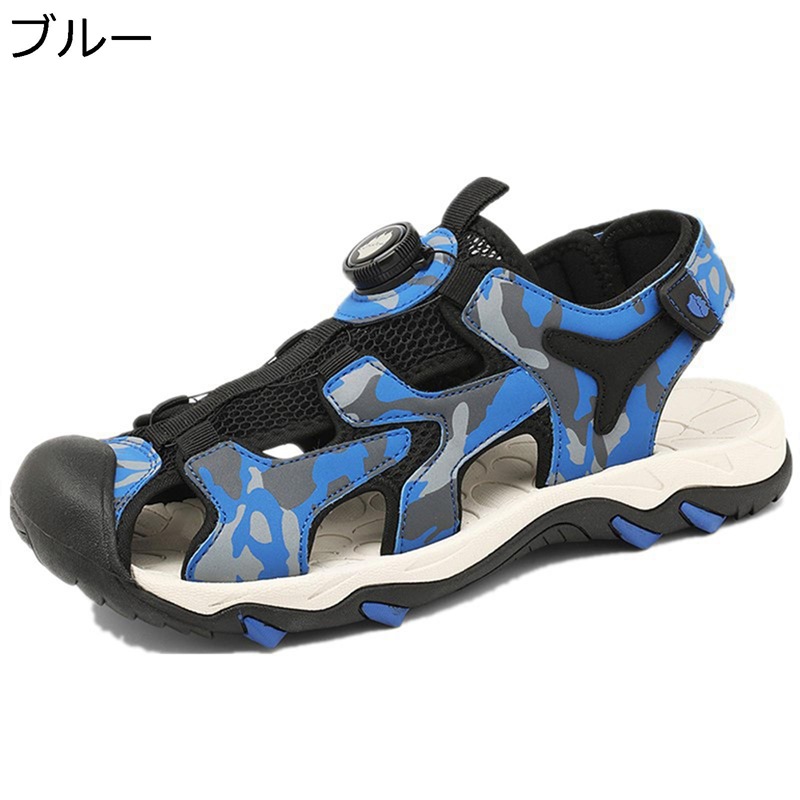 メンズ アウトドアサンダル コンフォート スポーツサンダル 軽量 男の子 ジュニア ビーチサンダル つま先保護 防滑 水陸両用シューズ 耐久性 通気性 男性用 カジュアル ランニングサンダル 水遊び 夏用