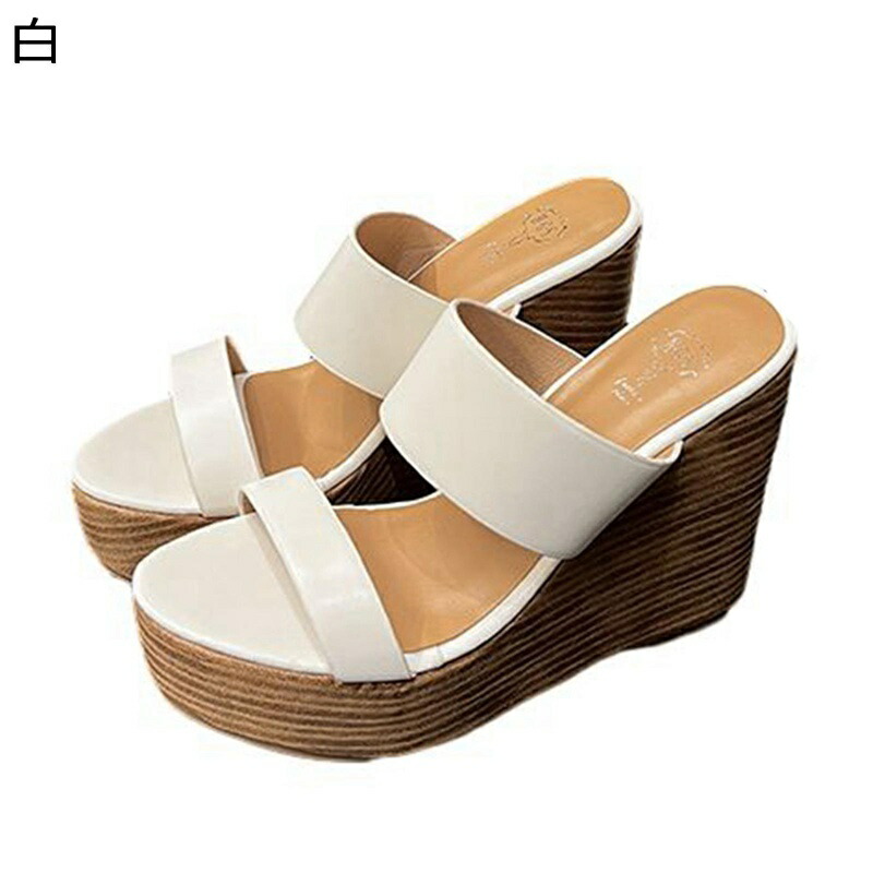 ウェッジソールサンダル レディース ミュール 外出スリッパ 厚底サンダル 10.5cmヒール ファッションサンダル PUレザー 身長アップ 無地 女性らしい 防滑 春夏秋用 パーティー デート