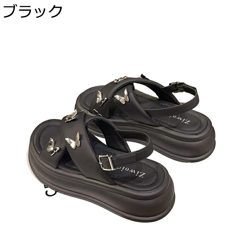 サンダル ビーサン 蝶々飾り レディースサンダル 厚底靴 5cmソール 春 夏 走れる カジュアル 履きやすい 身長UP おしゃれ ファッション モデル 耐摩耗性 通勤 日常 外出 学生