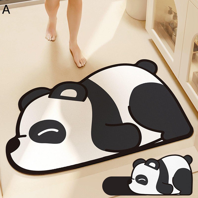 お風呂マット 2枚set 浴室マット パンダ柄 かわいい 足ふきマット バスマット 浴槽マット 吸水速乾 カーペット 洗い場マット すべり止め 瞬間吸収 丸洗い 新居 トイレ 洗面所 ソフトタッチ