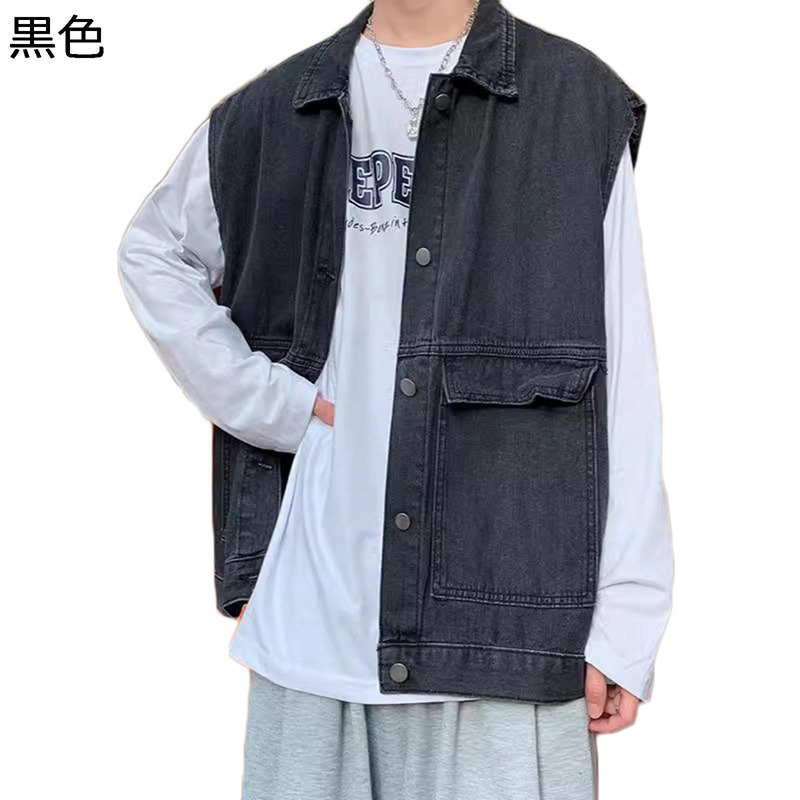 ジージャン デニムベスト バイクチョッキ メンズ ゆったり 袖なし ウォッシュ加工 体型カバー 前開き 大きいポケット マウンテンベスト ダメージ 軽量 薄手 アウトドア 登山 ファッション ワーク 四季通用
