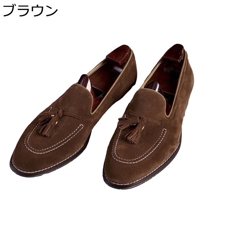 本革スエード モカシン ドライビングシューズ ローファー タッセル ローヒール スリッポン メンズ 男性靴 四季通用 無地 シンプル レザー 牛革靴 通勤 軽い 履きやすい クッション 軽量 冠婚葬祭