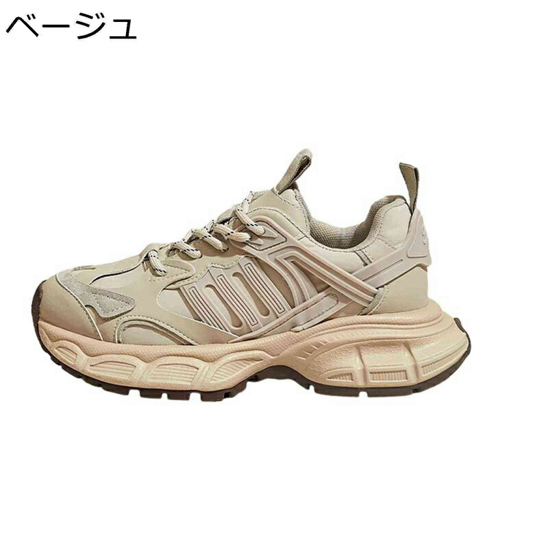 厚底 レディーススニーカー スポーツシューズ レースアップ 美脚効果 滑らない 耐久 安定感 走れる 透気 女性用 コンフォート アウトドア ジョギング トレッキング カジュアル デイリー 散歩