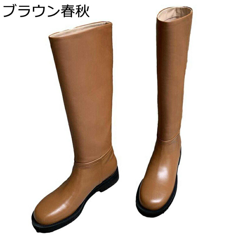 ロングブーツ 厚底 本革ブーツ レディース 袴ブーツ ゆったり ジョッキーブーツ 高筒 細見え 騎士靴 秋冬 おしゃれ クラシック アメカジ 滑り止め ビッグサイズ オフィス コスプレ 地雷 渋谷 原宿