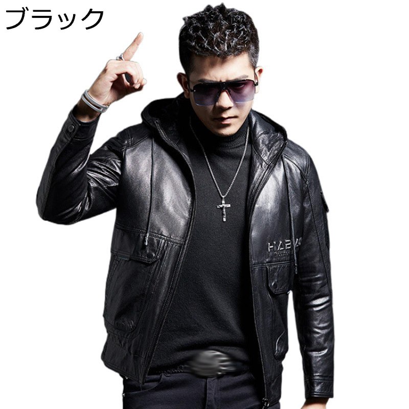 革ジャン ライダースジャケット メンズ ショート丈 フォード付き スリム ジッパー 長袖 オートバイ バイク用 牛革 ピーコート 普段着 スプリング 秋服 防寒 防風 クール タイツ アウター 作業用