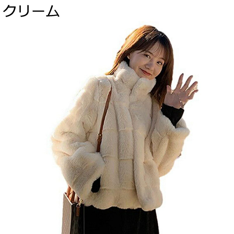 ボアコート ショート丈 ファージャケット ブルゾン レディース エコファーコート シャギー 長袖 立ち襟 ゆったり 体型カバー チェック柄 アウター 冬服 防寒ウェア 秋冬 保温 防寒対策 可愛い
