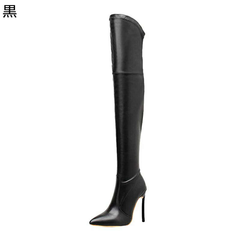 レディース ロング丈 サイハイブーツ 11.5cm 秋冬靴 オーバーニーブーツ ロング ハイヒール ピンヒール ポインテッドトゥ セクシー ギャル 個性派 トレンド 高見え お洒落 日常 普段用