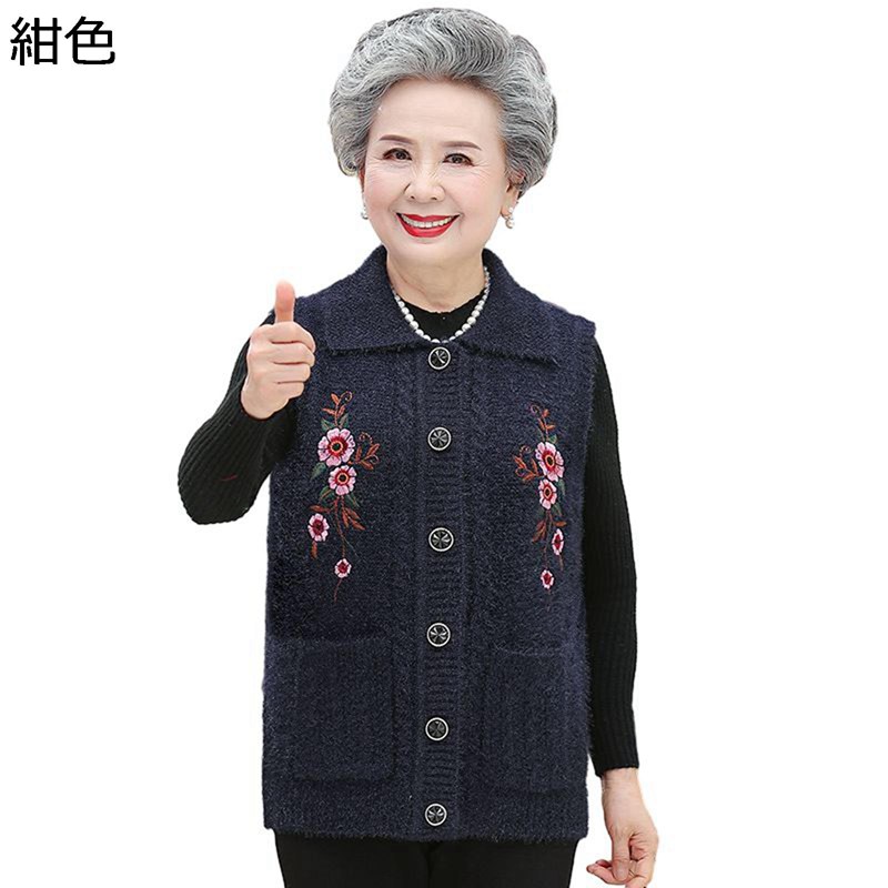 ニットベスト ベスト 花柄 花 刺繍 冬服 無袖ベスト レディース インナーベスト アウター 婦人 高齢者 50-70代 暖かい 厚い 保暖保温 女性用 オシャレ シンプル パファーベスト 職場 通勤 [color,size]