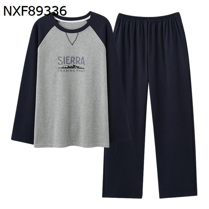 綿100 ルームウェア メンズ パジャマ 長袖 秋冬 ラウンドネック プルオーバープル M-4XL 上下セット 厚手 敏感肌 カジュアル 暖かい 保温 カジュアル 部屋着 男性用 ゆったり 快適 外出着 便利服