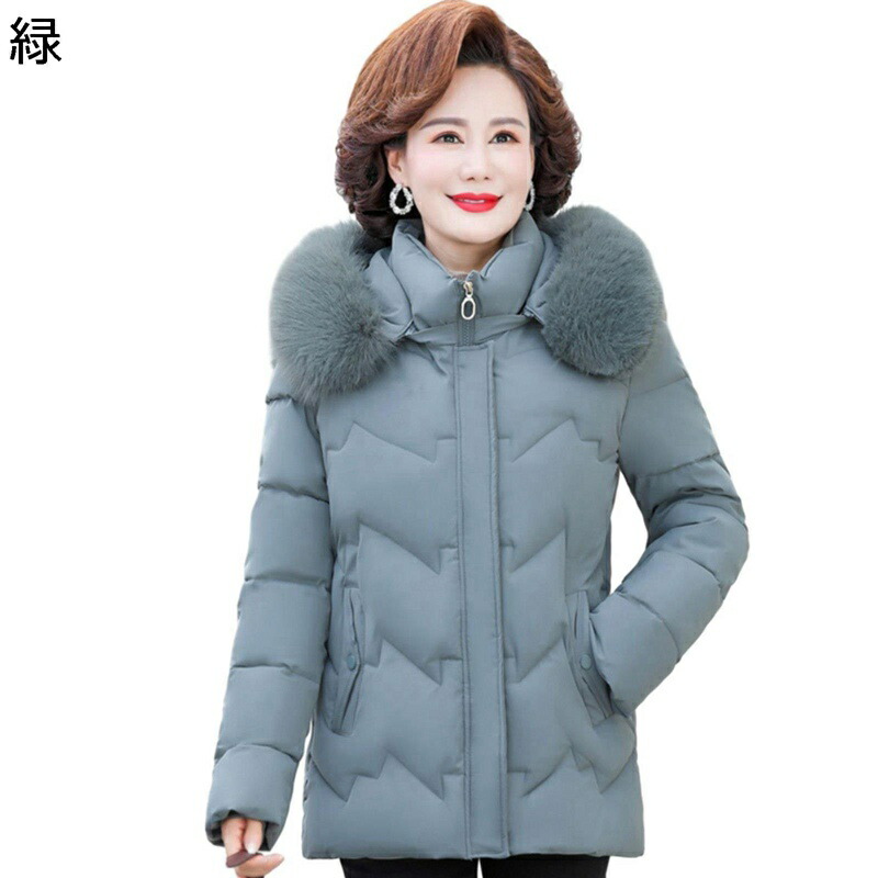 中綿上衣 年がしら 毛革付き添い人ボンネット レディース 防寒上衣 お上さん服 裏起毛 朦朦たる もこもこ 長袖 綿入れ 綿服 木ぶかい アウトドア 厚地の外套 トップス お上さん服 シニアアウター 秋 冬 中高年 レディースファッション-コート・ジャケット