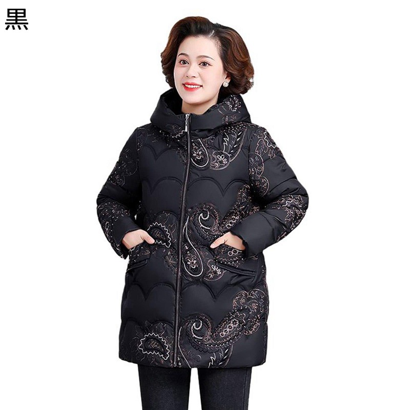 アウタージャケット レディース 刺繍アウター 花柄 コットン入れ 綿 綿服 長袖 フード付き トップス ジッパー付き 婦婦人 シニア 中高年 お母さん 50-70代 秋冬服 暖かい アウター トレンド