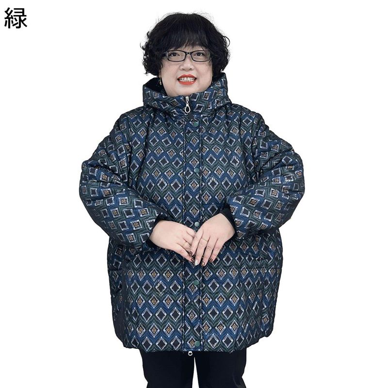 大きいサイズ XL-9XL コットンジャケット レディース 綿入れ ジャケット 婦人 プリント アーガイル柄 裏起毛 もこもこ コットンコート 長袖 厚い 暖かい お年寄り 中高年 母の日 ギフト 50-70代