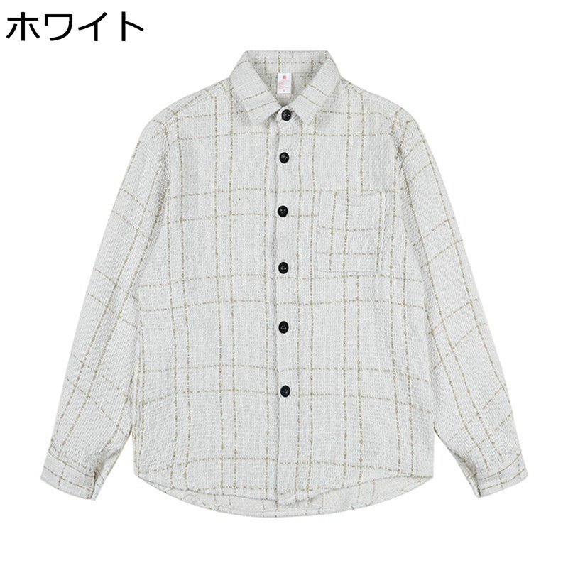チェックシャツ 長袖 シャツジャケット メンズ 開襟シャツ M-3XL 春服 折り襟 快適 軽い 柔らかい カジュアル アウター 透湿 通気性 体型カバー ゆったり ストリート系 シンプル オシャレ 男女兼用