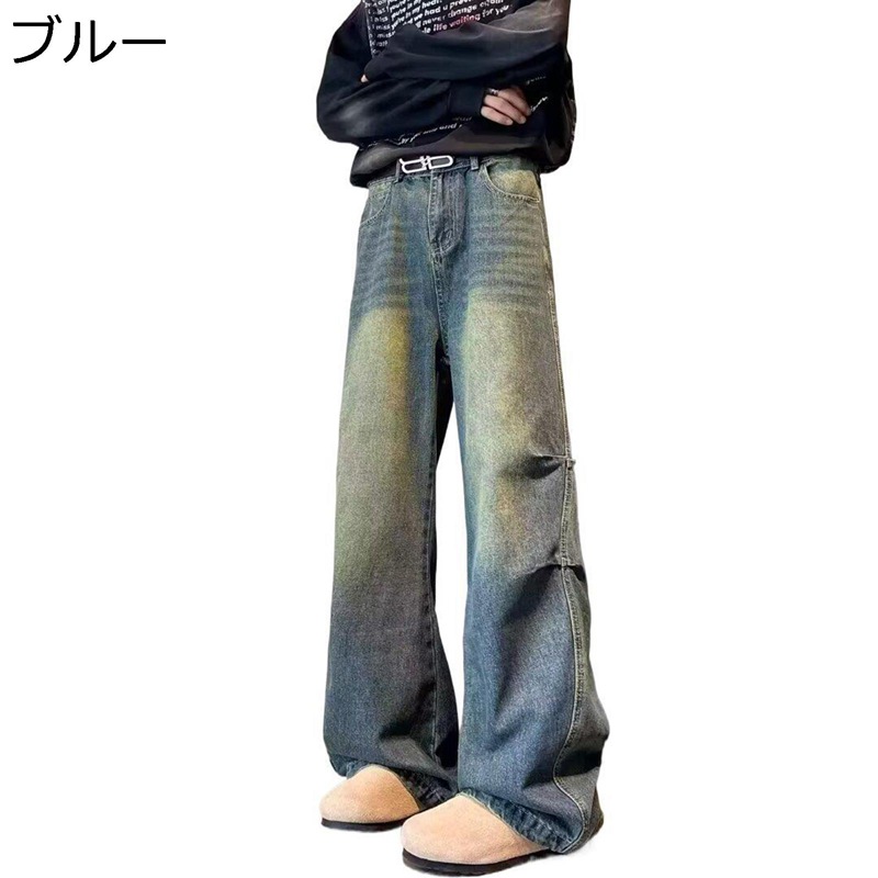 原宿系 デニムパンツ ロングパンツ メンズ ジーパン ヒップホップ ワイドパンツ ストリート 個性 ファッション hip hop ストレート ジーンズ 四季使用 Gパン 軽量 カーゴパンツ ルーズ おしゃれ 通勤通学