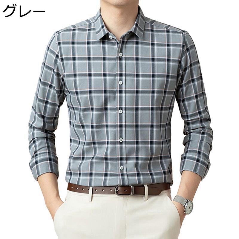 カジュアルシャツ 綿 メンズ チェックシャツ ロングスリーブ 開襟 春夏秋 格子柄 速乾通気 吸汗 薄い 軽量 体型カバー パッチワーク シンプル 着回し トラベル 日常 肌触りいい オシャレ