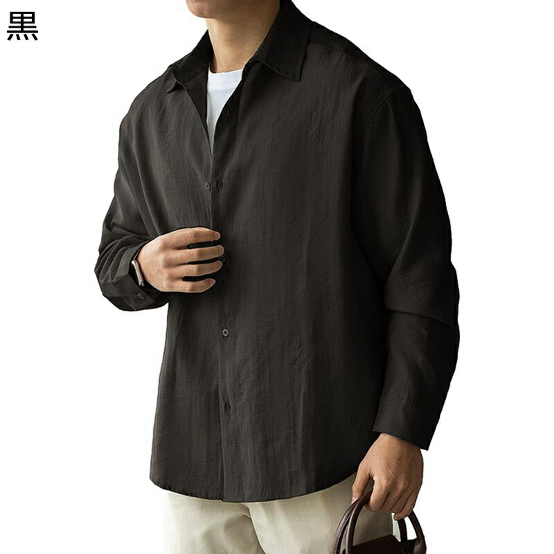 シャツ メンズ 長袖 カジュアル シャツジャケット 開襟 日系 シンプル 無地 春夏服 吸汗 透湿 耐久 薄い コンフォート オーバーサイズ プレゼント 釣り アウトドア ヴィンテージ
