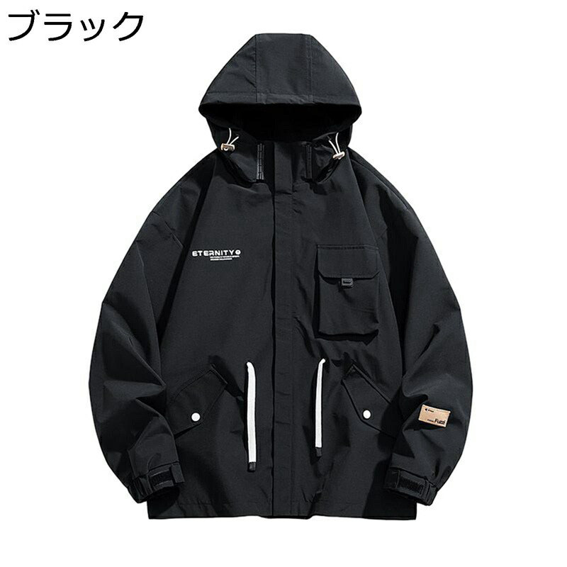 ジャケット スタジャン ジャンパー メンズ フード付き 英字柄 プリント 薄い オーバーサイズ ワイド ブルゾン カジュアル ファッション 体型カバー 個性 若者 アウトドア お出かけ 日常