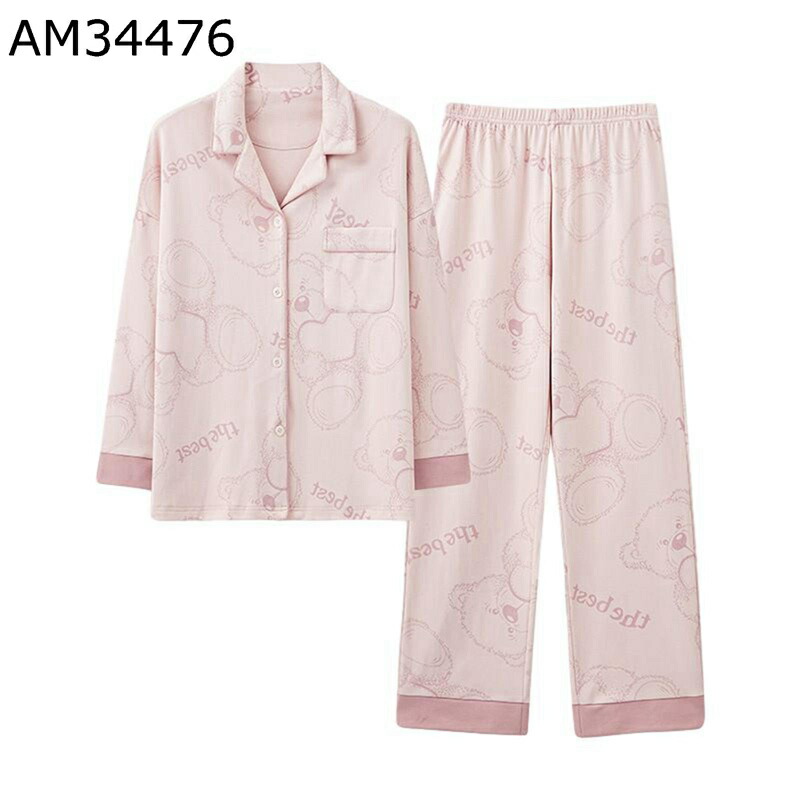 綿100 コットン パジャマセット 熊柄 花柄 クマ レディース 上下セット 部屋着 寝間着 便利服 大きいサイズ ボタン 長袖 ロングパンツ 薄い カジュアル 春秋夏冬 おしゃれ かわいい 快適 結婚祝い