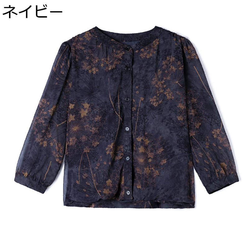 シフォン レディース 総柄 花柄 七分袖 ブラウス 春夏 長袖 着痩せ シンプル 日焼け止め ゆったり トレンド感 カジュアルシャツ 通勤 アウトドア ボリューム 大人 女性らしい 通気性 ファッション