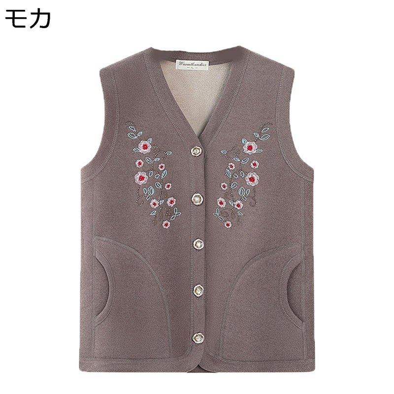 裏起毛ベスト 中年および高齢者 レディース 花柄 刺繍 チョッキ ジレ 保温 防風 暖かい 秋冬 40代 50代 60代 70代 80代 シニア女性 ポケット トップス カジュアル 敬老の日 室内外 外出 5,065円