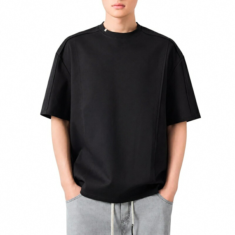 メンズ Tシャツ 半袖 ゆったり 体型カバー クルーネック 切り替え デザイン カットソー ドロップショルダー オーバーサイズ カジュアル ストリート 春 夏 服 大きいサイズ トップス 無地｜マルヤ物流サービス