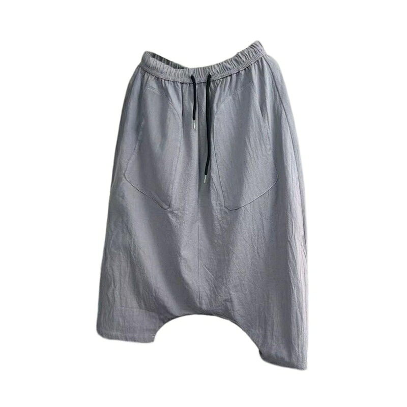 サルエルパンツ メンズ ゆったり 体型カバー クロップドパンツ 七分丈 涼しい アラジン 夏用 ワイド 部屋着 バルーン 大きいサイズ ズボン 無地 綿麻風 ボトムス カジュアル｜マルヤ物流サービス