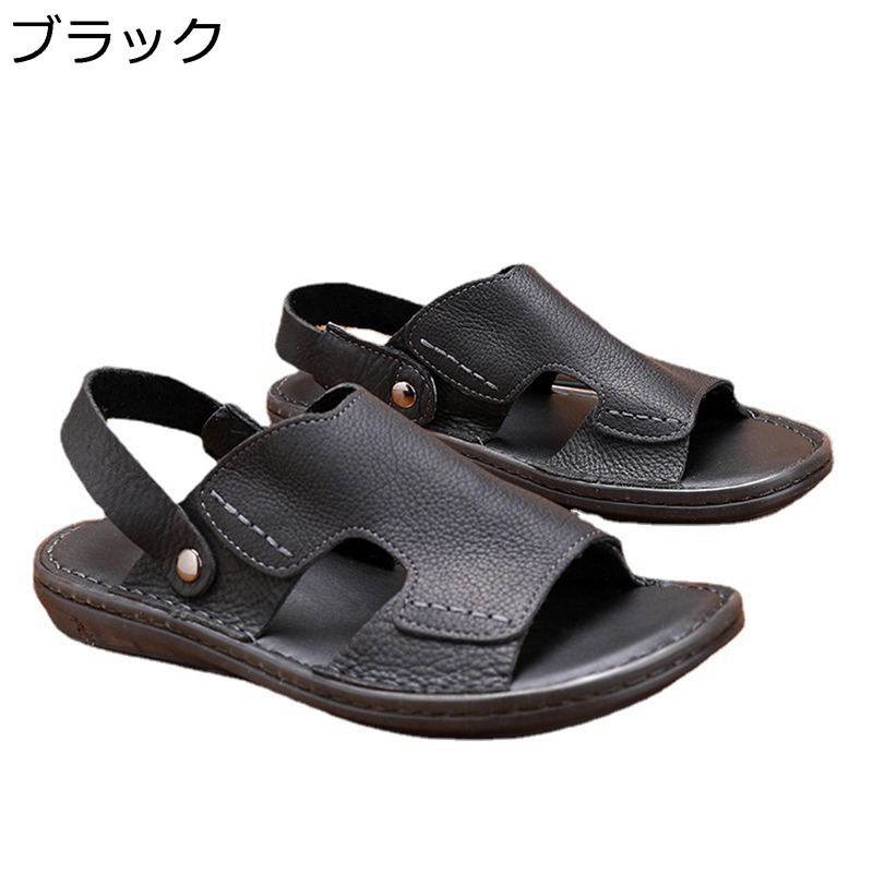 サンダル メンズ 砂浜サンダル 外履き 2way 家庭用スリッパ 夏用 １番ウッドサンダル 通気 防臭 心地よいサンダル なめし革 本革サンダル 軽さ 滑らない 動かす靴 アウトドア コンフォート 撥水 普段履き 靴-コンフォートサンダル