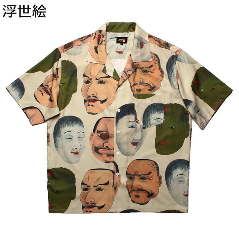 花柄シャツ ハワイシャツ メンズ アロハシャツ 半袖 派手シャツ 夏 浮世絵 プリント サーフ系 軽い 薄い 涼しげ 吸汗速乾 おしゃれ コーディネート 夏祭り トラベル お出掛け 就活