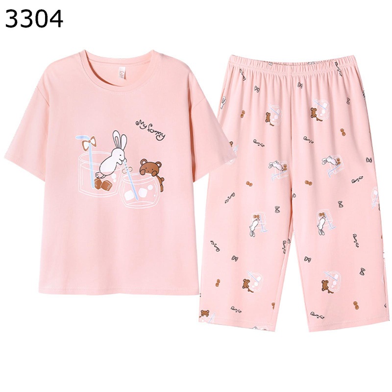 2点セット パジャマ レディース ルームウェア 寝間着 tシャツ ラウンドネック 夏 七分パンツ 寝巻き ゆったり 薄手 大きいサイズ 柔らかい 冷房対策 お洒落 お風呂上り 中学生 高校生 優しい触り心地