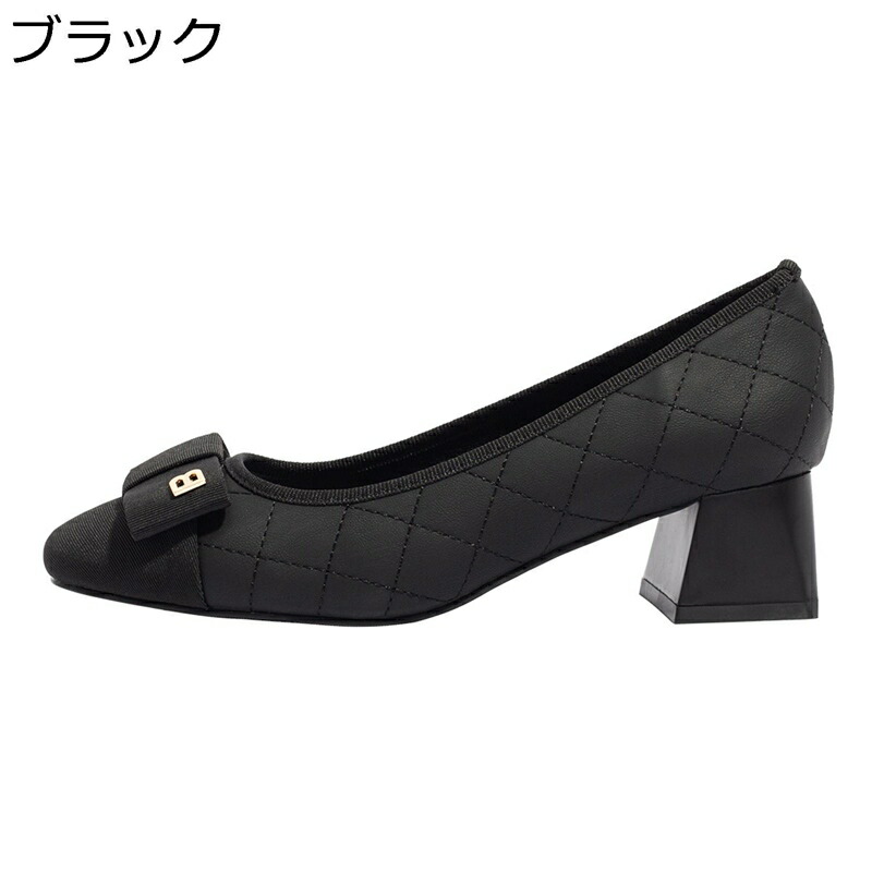 パンプス レディース リボンパンプス ハイヒール 婦人靴 スクエアトゥ パッチワーク 5cm太ヒール おしゃれ 身長アップ 美脚 細身 メリージェーンシューズ 滑り止め 姫様 コスプレ 二次会 デート 花嫁