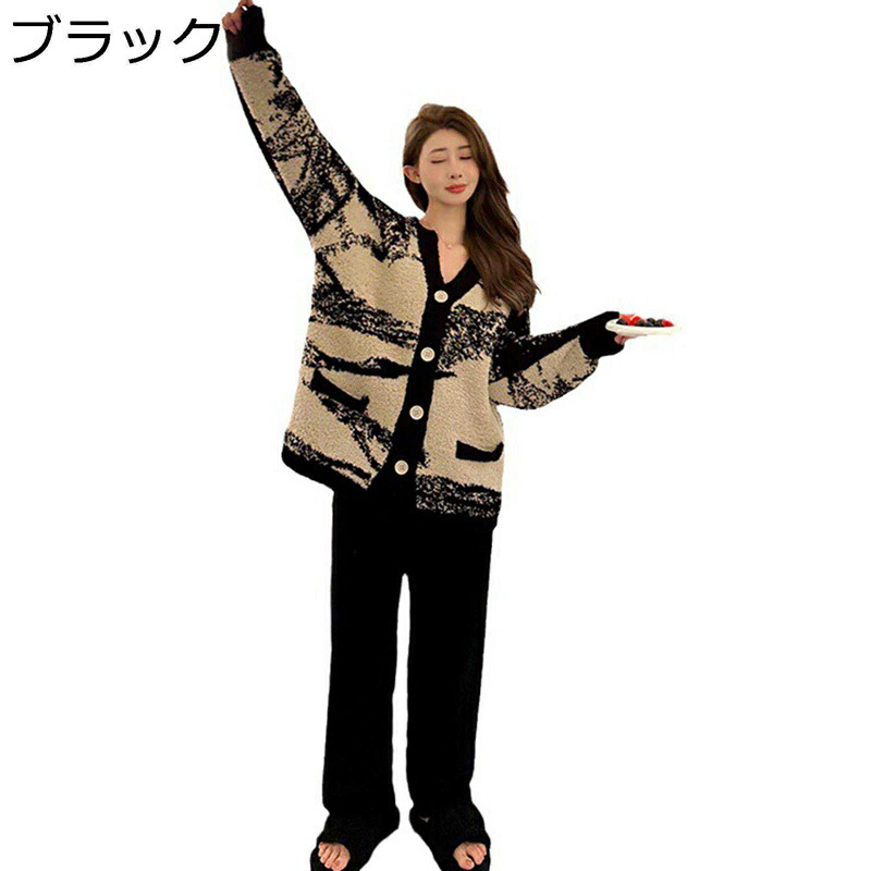 ボアフリース パジャマ レディース ルームウェア 寝間着 上下セット 前開き Vネック 厚手 もこもこ ナイトウェア おしゃれ カジュアル 快適 ゆったり 便利服 安眠 プレミアム 両面起毛 防寒