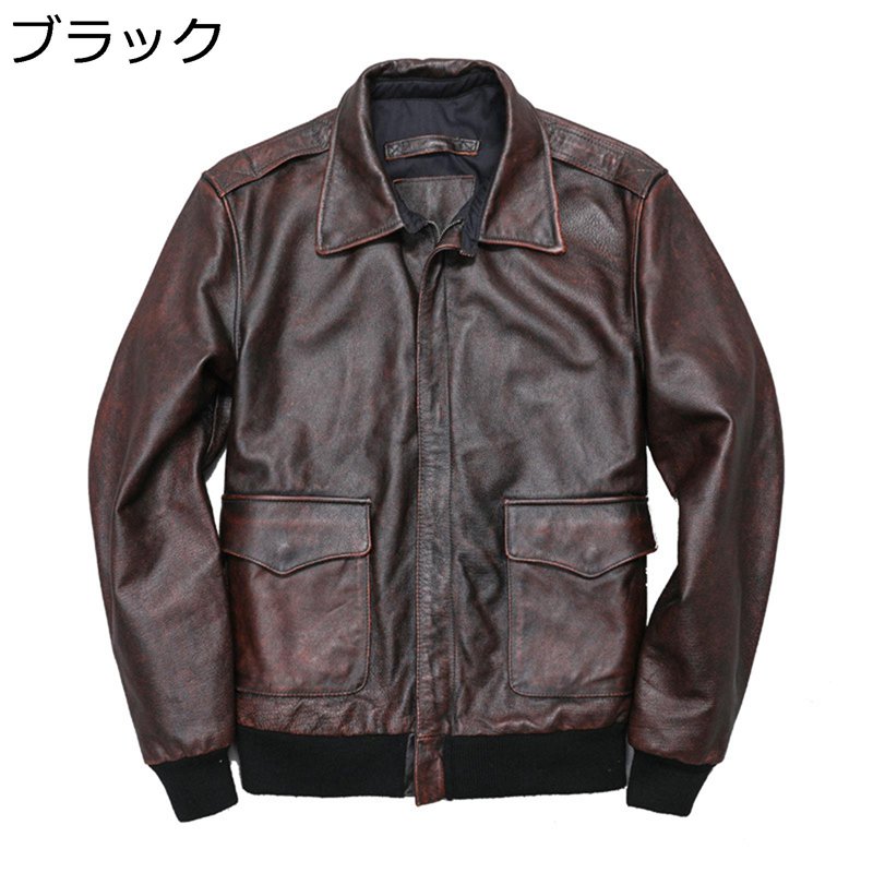 本革上衣 なめし革 メンズ 牛皮 ライダースジャケット 革ジャン レトロ 航空上衣 今めかしい なめし革厚地の外套 成人男性用 心地好い 自動二輪車 前掛け 秋服 アウター トップス 防風 保温性 馬鹿でかい大いさ