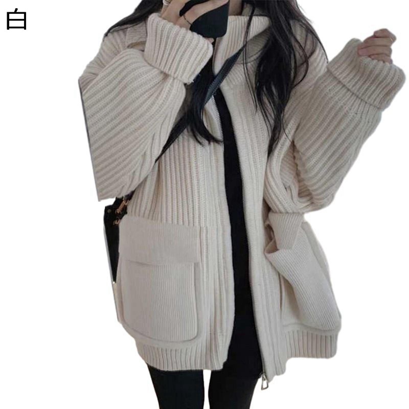 ニット カーディガン ジャケット 重ね着 レディース 長袖 ポケット付き 秋冬 セーター 暖かい スウェット アウター 羽織り きれいめ トップス シンプル オシャレ 軽量 コンフォート 通学 日常