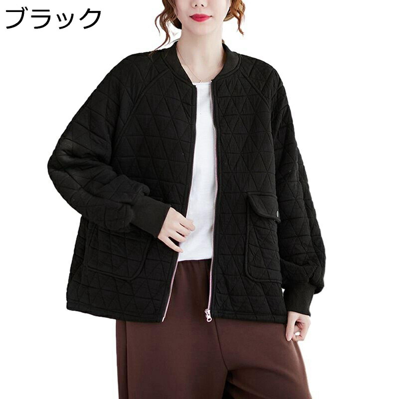 中綿ジャケット キルティング レディース コート 防寒着 ショート丈 ジップアップ 防風 柔らかい 中綿ジャケット 冬物 可愛い 女性 ファッション お出掛け 普段着 日常着用 韓国 着痩せ 体型カバー