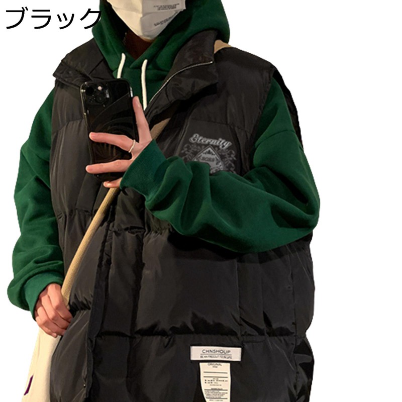 ノースリーブ ゴシック風 ファション 立ち襟 衣嚢付き添い人 中綿より良い メンズ 防寒より良い 中綿入 ベスト パファーベスト 秋冬服 袖なし厚地の外套 心地よい 保温 防風 御釣り 買い出し おほっつき歩く