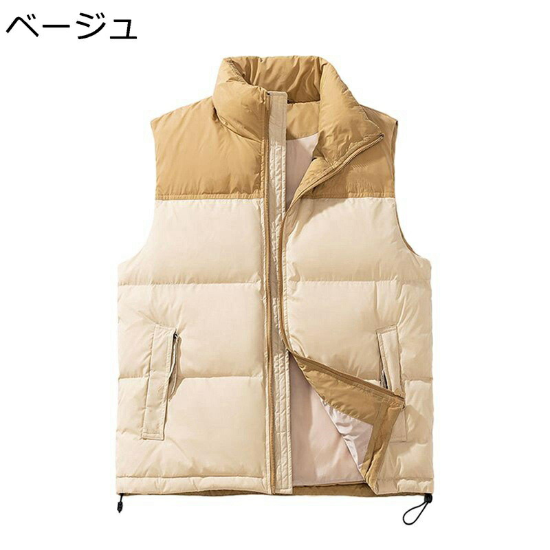 ダウンベスト アウターベスト M-5XL 90ダウン メンズ 切り替え ノースリーブアウター ファスナー付き 秋冬服 ハイネック ハーフ丈 ライト 防風防寒 撥水加工 トップス アウトドア ハイキング 普段用