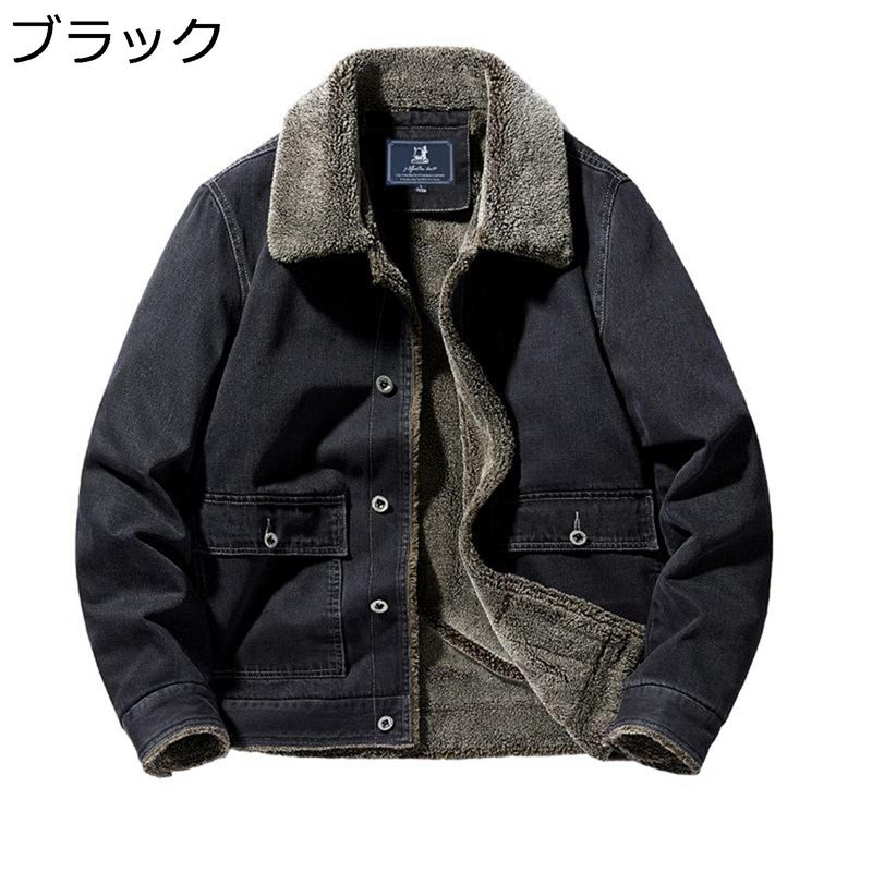 メンズ ボアデニムジャケット 気が大きい大きさ アウター 裹ボア原料品 上衣 ボア上衣 ジージャン 防寒上衣 折り襟 前掛け 秋冬服 衣嚢付き添い人 モコモコ 韓国 かっこいい 厚地の外套 普段着