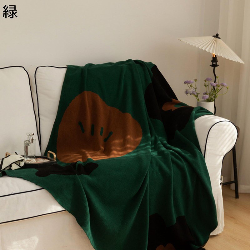 ニット毛布 ブランケット ニット 花柄 肌掛け 肩掛け 膝掛け 緑 ベージュ ソファーカバー マルチクロス 防寒 保温 柔らかい 丸洗いOK 北欧風 春夏秋冬 多機能ブランケット お昼寝 夏快眠 引越し新居 130x170