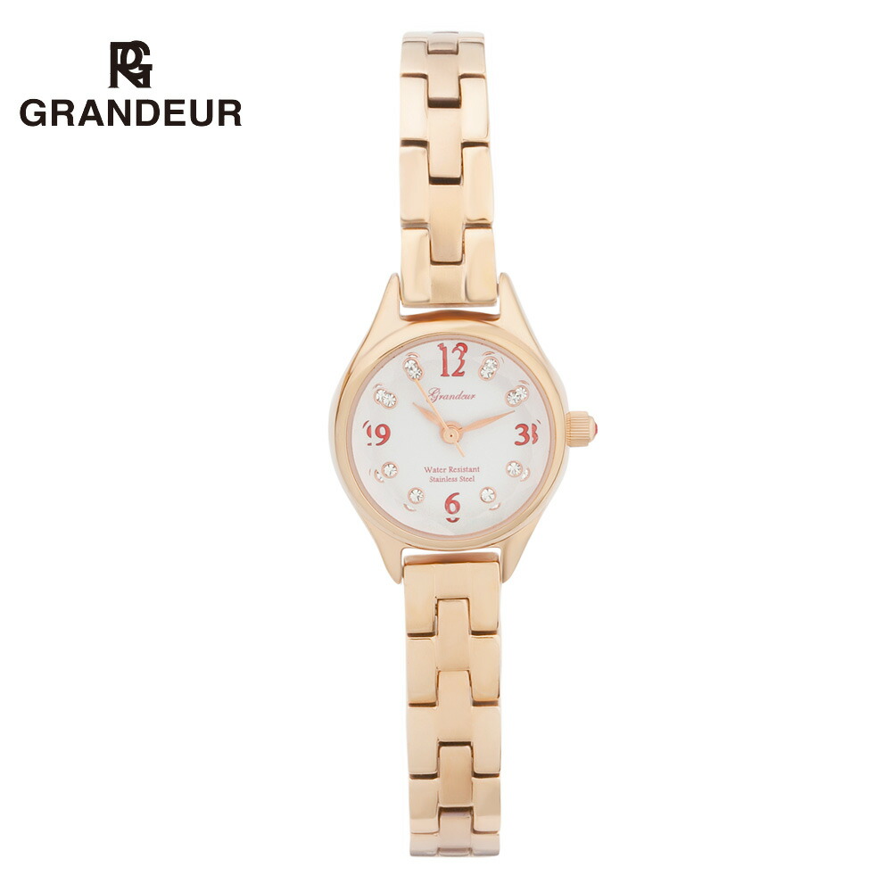 腕時計 レディース ピンクゴールド メタルベルト 白貝 シェル ウォッチ グランドールエレガンス Grandeur Elagance ESL054 時計