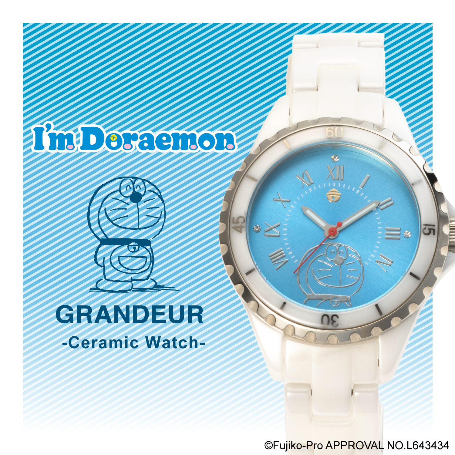 【I'm Doraemon】腕時計 レディース セラミックウォッチ GRANDEUR ドラえもん セラミックバンド かわいい ギフト 贈り物 GCC004D画像