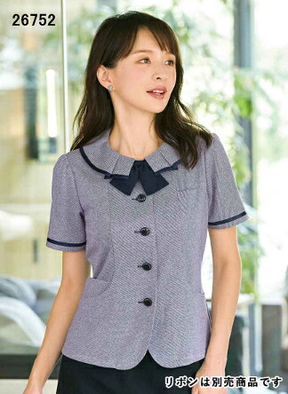 事務服 26752 大層らしいトップ  半袖 en joie 株式会社ジョア アンジョア