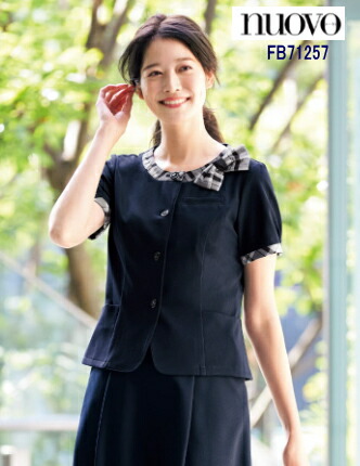 FB71257 ニットオーバーブラウス リボン付 ユニフォーム 事務服  制服 FOLK nuovo フォーク