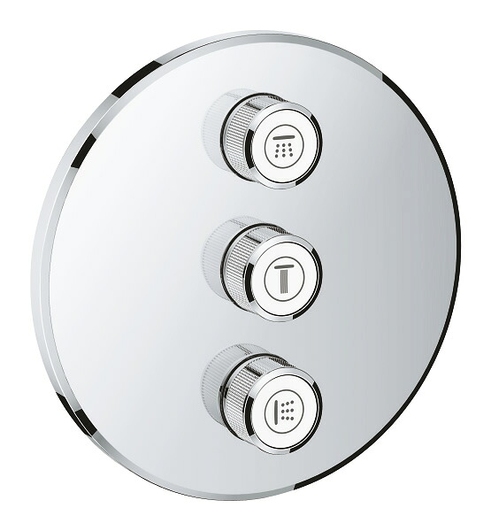 【直送商品】GROHE[グローエ]　浴室用水栓　【29 122 00J】　グローサーモスマートコントロール 埋込ストップバルブ(3連)ラウンドタイプ 化粧部【NP後払い不可】｜DOOON ショップ